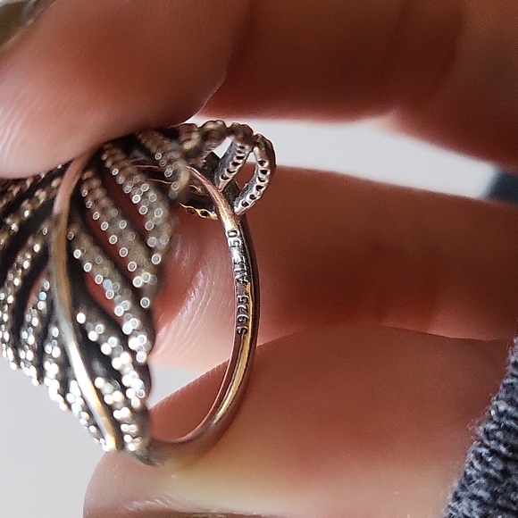 Pandora Feather Ring Sterling Silver size 50 (5) - Picture 4 of 5